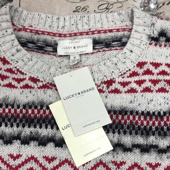 Lucky Brand Striped Fair Isle Cotton/Wool Sweater - Picture 5 of 7